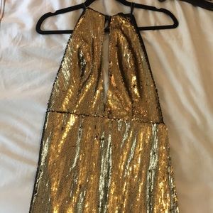 House of Harlow Blacl Tie Sequenced Gown